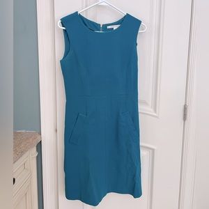Diane Von Furstenberg Carpeena Teal Full Back Zipper Mini Dress Pockets Size 2